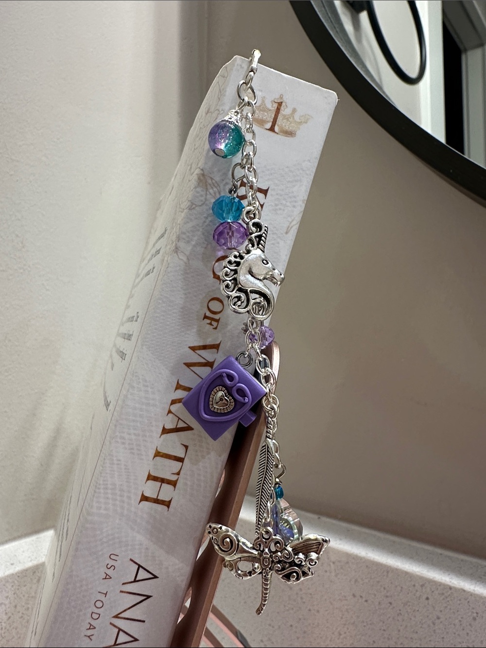 Handmade Purple Whimsical Charm Bookmark